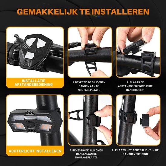 MIRA® Richtingaanwijzer Fiets - Knipperlicht - Knipperlicht Draadloos – Zwart - 15cm x 12cm x 3cm