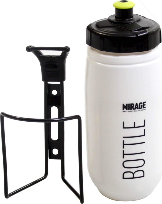 Mirage Bidon Met Bidonhouder Wit/zwart 600 Ml van Mi