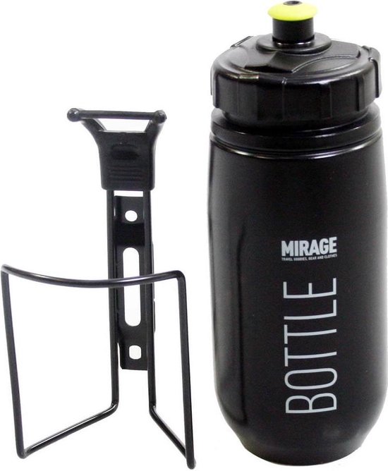 Mirage Bidon Met Houder 600 Ml Zwart van Mi