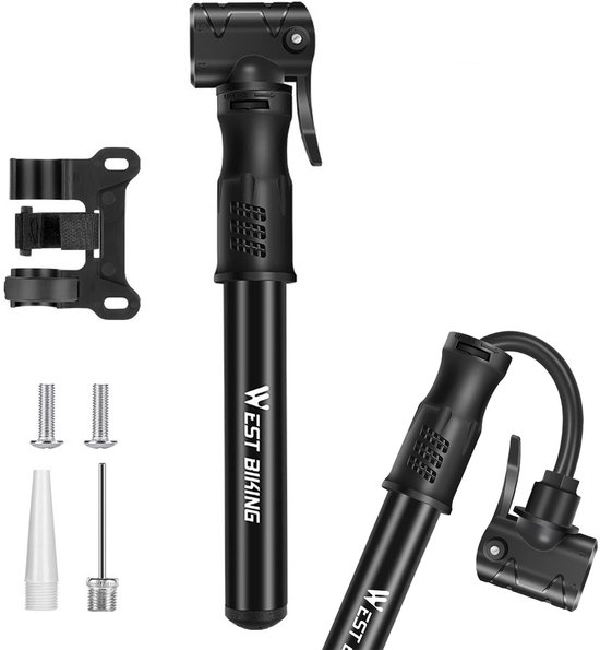 MIVRAY Minipompen - Mini Fietspomp - Fietspomp Voor Onderweg - Compacte Fietspomp - Handpomp Fiets - Aluminiumlegering - Zwart