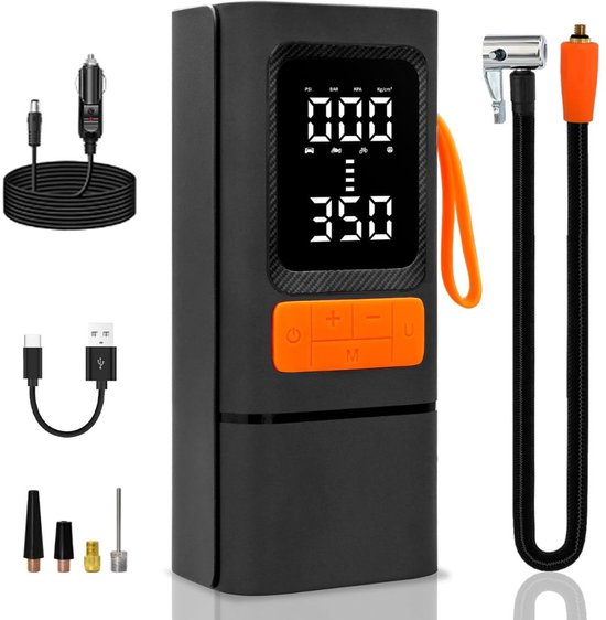 MKSS® Autobanden Pomp - Elektrische Fietspomp - Compressor - Luchtcompressor - Zwart en Oranje