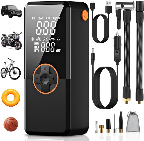 MKSS® Autobanden Pomp - Elektrische Fietspomp - Compressor - Luchtcompressor - Zwart