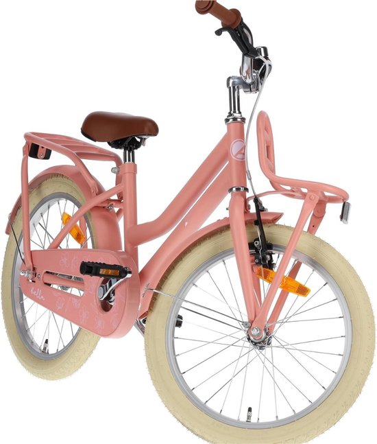 MMM® Kinderfiets 18 Inch - Kinderfiets 16 Inch - Fiets - voor Meisjes met Handrem - Terugtraprem, Stuurblokken en Stabilisatoren- Roze van MMM®