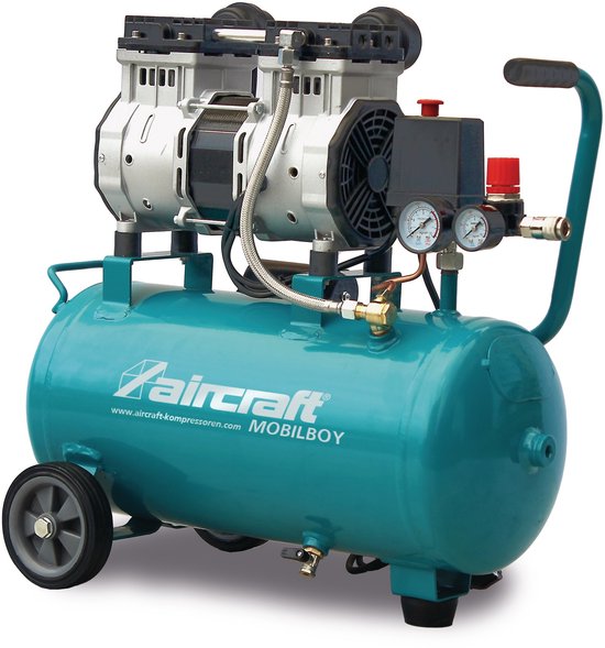 Mobiele compressor geluidsarm olievrij ketel 24 L 1,3 kW / 1,75 Pk 240 L/min 10 bar 230V Aircraft