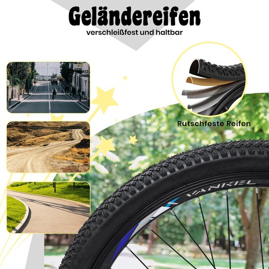 MODFU - 24 Inch Mountainbike - 6 Versnellingen - Verende Voorvork - Voor Schoolweg En Vrije Tijd - IJzer - Geel