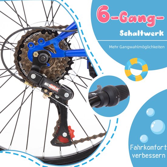 MODFU - Kinderfiets 20 Inch - V-Remmen - Verstelbaar Zadel - Voor School En Vrije Tijd - IJzer - Blauw van Merkloos