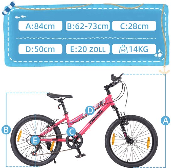 MODFU - Kinderfiets - V-Brakes - Lage Instap - Voor School En Vrije Tijd - Staal - Roze - 20 Inch van Merkloos