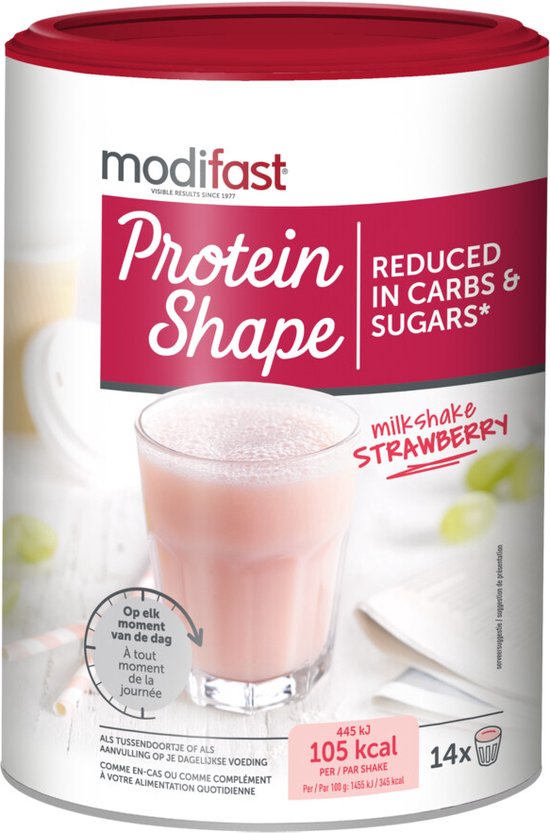 Modifast Protein Shape - Milkshake - Aardbei - 420 g van Merkloos