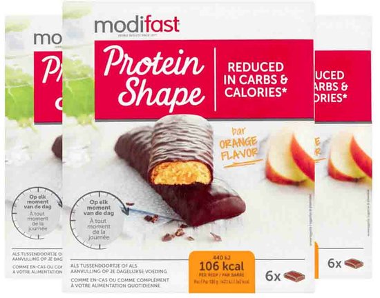 Modifast Protein Shape Reep Pure Chocolade & Sinaasappel - 3 x 6 x 31 gr - Voordeelverpakking van Merkloos