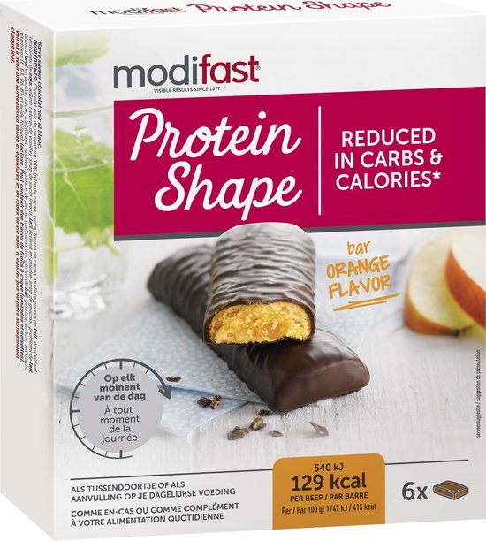 Modifast Protein Shape - Reep Sinaas & Pure Chocolade - 6 stuks - Eiwitreep van Merkloos