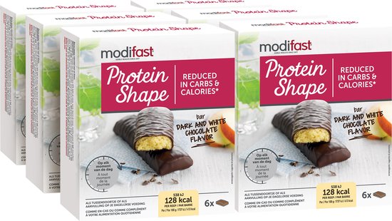 Modifast Protein Shape - Repen - Pure en Witte Chocolade - 6 x 31 gr van Merkloos