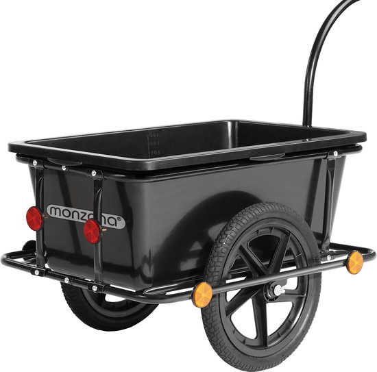 Monzana Fietskar Aanhanger - 90L Kunststof Kuip Koppeling – Zwart