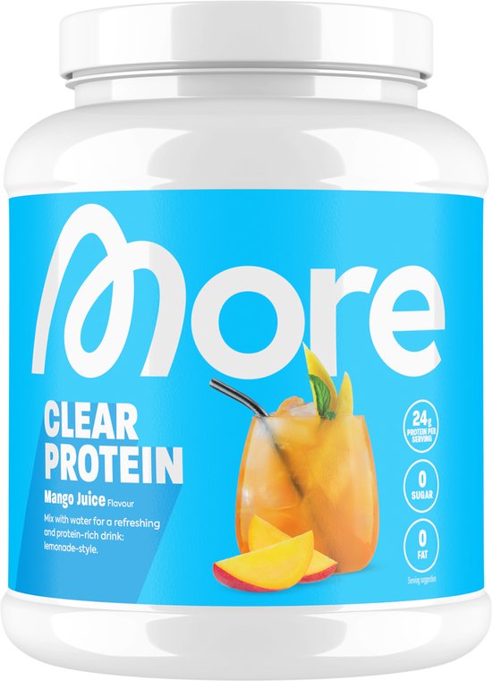 MORE NUTRITION Clear Whey Isolate Proteine Poeder, Mango Juice, 600 g, 20 Porties Heldere Wei Poeder - Lactosevrij Eiwitshake