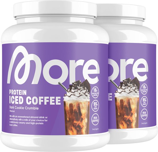 MORE NUTRITION Protein Iced Coffee Proteine Poeder, Dark Cookie Crumble, 2 x 500 g, 40 Porties - Eiwitshake met Lactase en Koffie, Eiwitshake