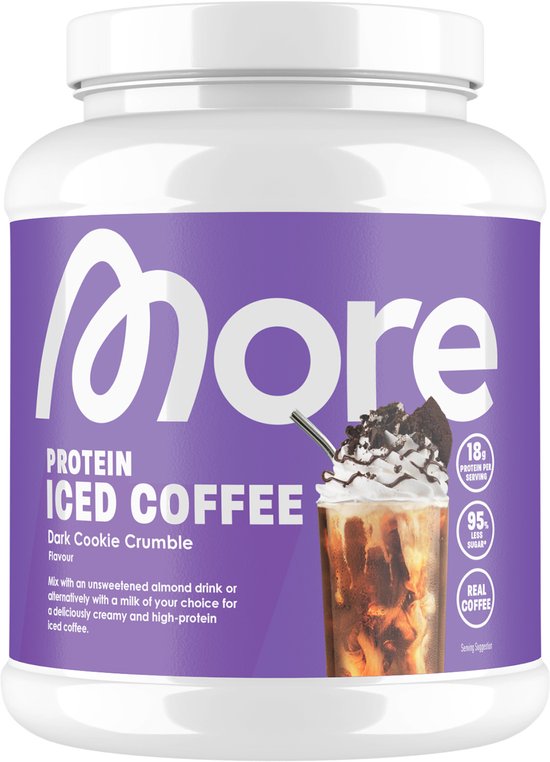MORE NUTRITION Protein Iced Coffee Proteine Poeder, Dark Cookie Crumble, 500 g, 20 Porties - Eiwitshake met Lactase en Koffie, Eiwitshake van Merkloos