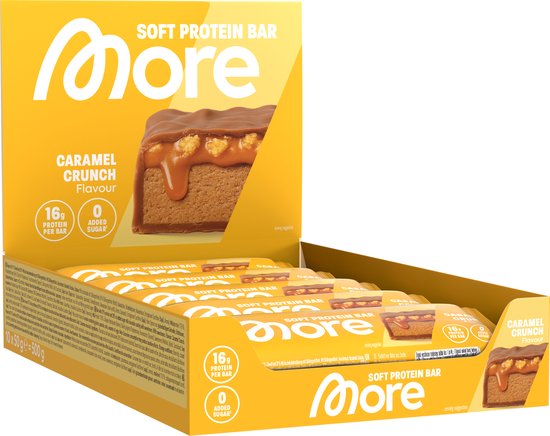 MORE NUTRITION Soft Protein Bar Proteine Repen, Caramel Crunch, 10 x 50 g - Het Ideale Tussendoortje met tot 16 g Proteïne per Reep