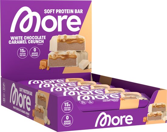 MORE NUTRITION Soft Protein Bar Proteine Repen, White Chocolate Caramel Crunch, 10 x 50 g - Het Ideale Tussendoortje met tot 16 g Proteïne per Reep van Merkloos