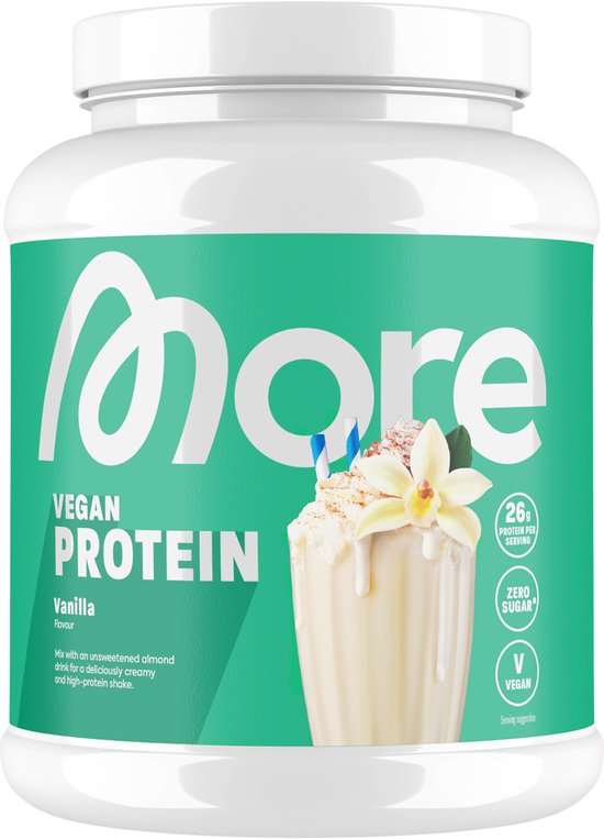 MORE NUTRITION Vegan Proteine Poeder, Vanille, 600 g, 20 Porties – Lactosevrij – Plantaardig Eiwitpoeder – Gemaakt in Duitsland van Merkloos