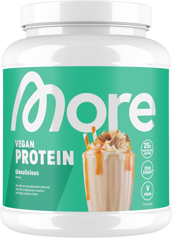 MORE NUTRITION Vegan Proteïnepoeder, Cinnalicious, 600 g, 20 Porties – Lactosevrij – Plantaardig Eiwitpoeder – Gemaakt in Duitsland