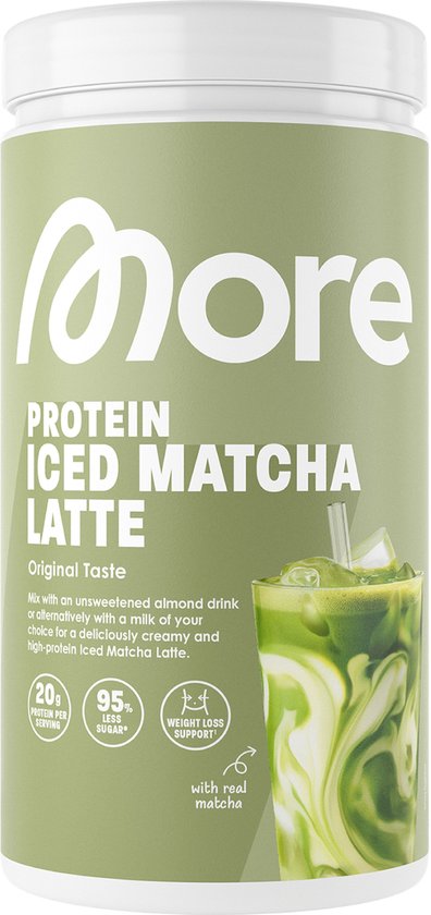 MORE Protein Iced Coffee Matcha Latte (500 gr) van Merkloos