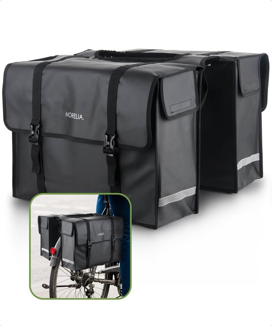 Morelia® 100% Waterdicht dubbele Fietstas - 48 Liter - fietstassen voor Elektrische fietsen - Zwart van Morelia