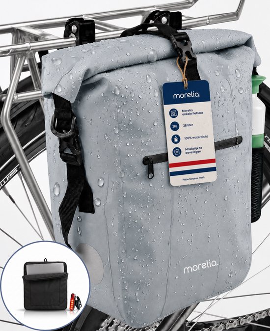 Morelia® Fietstas 100% Waterdicht ( 28 Liter Sage Green )- Incl Laptoptas & Achterlicht - Fietstassen - Fietstassen Electrische Fietsen - Fietstassen Enkel - Tarpaulin materiaal