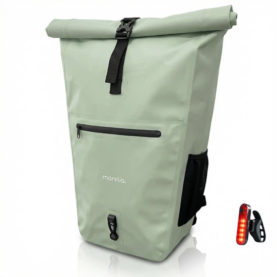 Morelia® Fietstas - Fietstassen Electrische Fietsen - Fietstassen Enkele - Incl Achterlicht - 30 Liter - 100% Waterdicht - Tarpaulin materiaal - Mint Groen van Merkloos