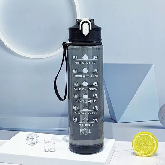 Motivatie Waterfles 800 ml | Waterfles met Tijdmarkering | Sport Waterfles | Drinkfles met Rietje | Lekvrije Sportfles | Motivatie Drinkfles | Motiverende Waterfles | Training Waterfles | BPA Vrij | Herbruikbare Drinkfles | Fitness Fles | Sportbidon