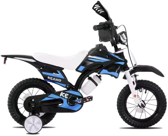MotoBike Kinderfiets 12 inch met zijwieltjes Blauw