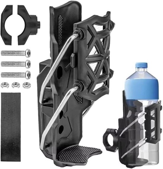 Motor Bekerhouder - Fietsbidonhouder - Onderweg Drinken - Automatische Klem - 360° Draaibaar - Zwart