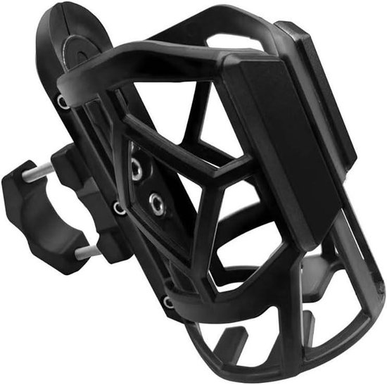 Motor Bekerhouder - Flessenhouder Motorfiets - Onderweg Drinken - Klembevestiging Zonder Boren - 1 kg - Zwart