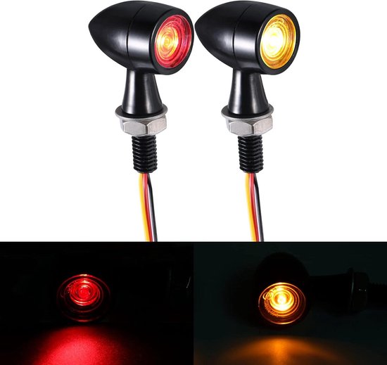 Motor Knipperlichten LED - Richtingaanwijzers Motorfiets - Veiliger Rijden - Super Heldere LEDs - 8 mm Schroefdraad - Zwart