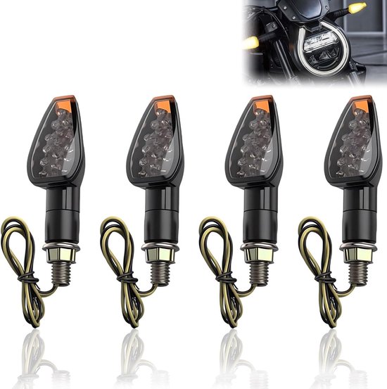 Motor Richtingaanwijzers - Knipperlichten Scooter - Veilig Verkeer - 14 LED's per stuk - 4 stuks - Oranje