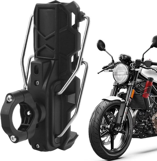 Motorfiets Bekerhouder - Bidonhouder Fiets - Drinken Onderweg - Verstelbare Diameter - 32-8 cm - Zwart