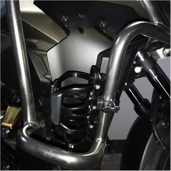 Motorfiets Bekerhouder - Drankhouder Fiets - Onderweg Drinken - Universele Montage - CNC Aluminium - Zwart