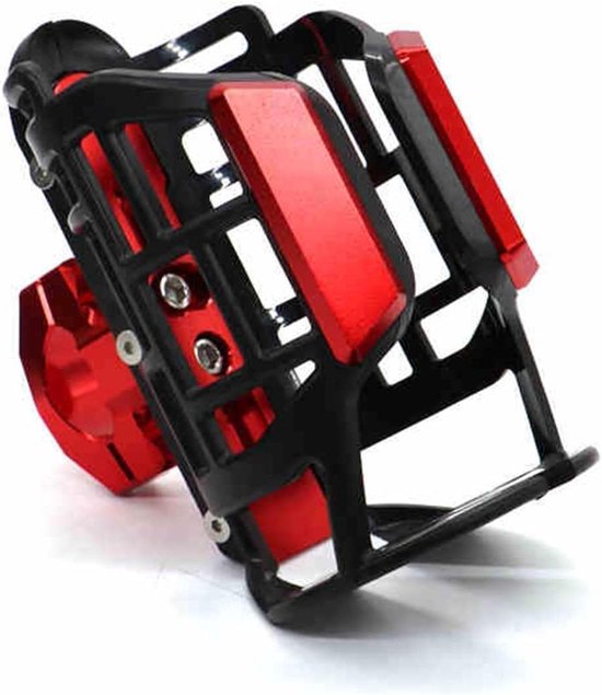 Motorfiets Bekerhouder - Fleshouder Motor - Dranken Meenemen - 360° Draaibaar - 15-33mm Montage - Rood