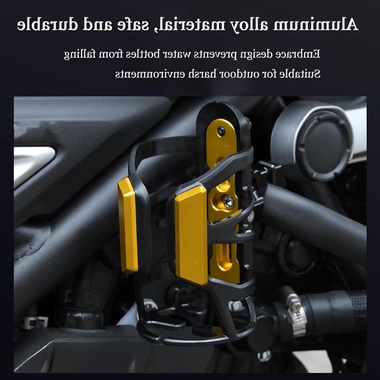 Motorfiets Bekerhouder - Fleshouder Motor - Drinken Onderweg - Verstelbare Grip - 55-78 mm - Goud
