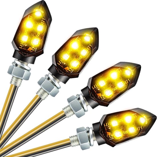 Motorfiets Knipperlichten - LED Indicatielampjes - Verkeersveiligheid Verbeteren - IP65 Waterdicht - 4 stuks - Amber