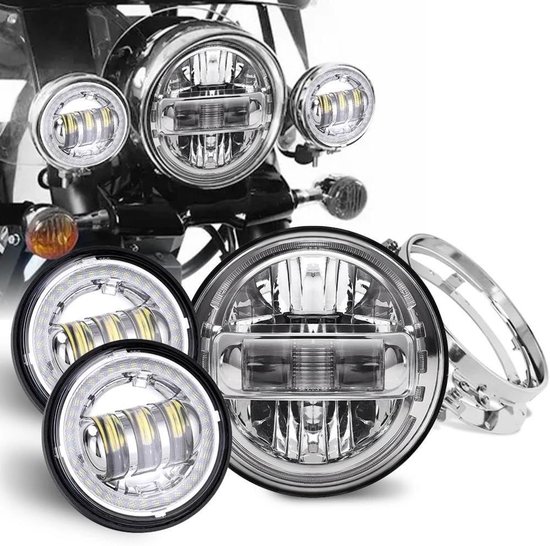 Motorfiets Koplamp - LED Koplamp - Veiliger Rijden - Hoge Intensiteit LED Chip - 7 Inch - Chroom