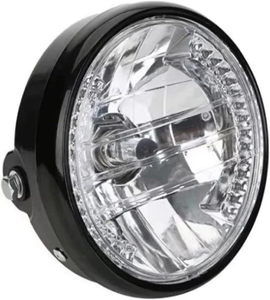 Motorfiets Koplamp - Universeel Verlichting - Veilig Rijden - Geïntegreerd Richtingaanwijzer - 7 Inch - Zwart