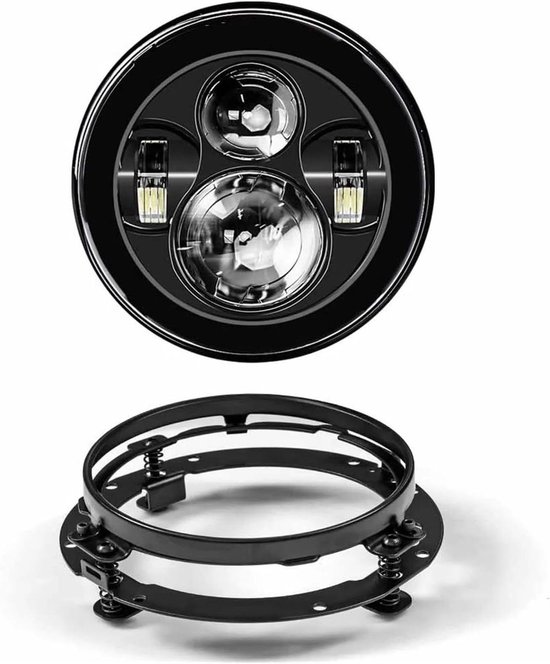 Motorfiets Koplamp - Universele Verlichting - Veilig Rijden - Helder Grootlicht - 7 Inch - Zwart