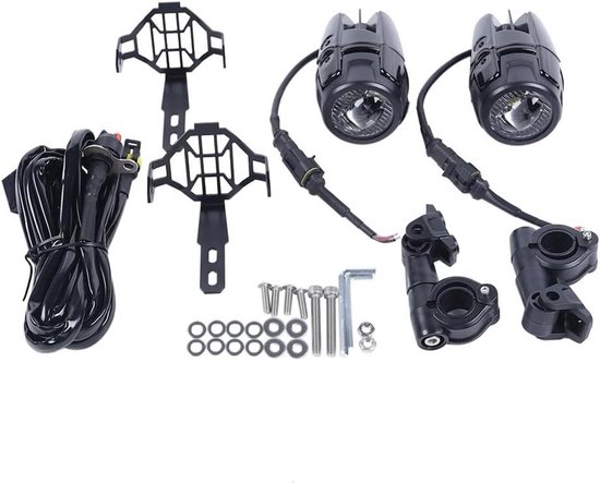 Motorfiets Koplampen - Extra Verlichting Mistlamp - Verbeter Zichtbaarheid - Dubbele Straal Optiek - 12 Volt - Zwart