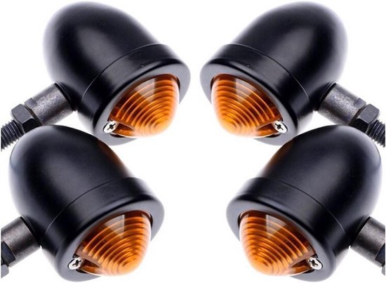 Motorfiets Richtingaanwijzers - Knipperlichten Set - Motor Veiligheid - Aluminium Behuizing - 4 stuks - Zwart
