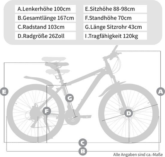 Mountainbike – 26 Inch Hardtail – 21 Versnellingen – Staal – Wit – Voor Dagelijks Gebruik En Offroad Ritten – Met Voorvorkvering En Schijfremmen