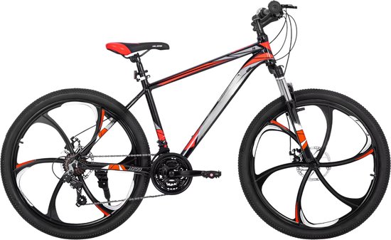 Mountainbike 66 cm – Voor Heren en Dames – 21 Versnellingen – Dubbele Mechanische Schijfremmen – Aluminium Frame met Spatborden – Zwart van Merkloos