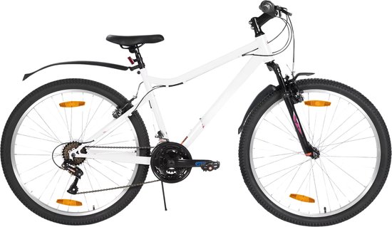 Mountainbike – Voor dames / mountainbiken – 18-speed, V-brake – Stevig, 66 cm, wit van Merkloos