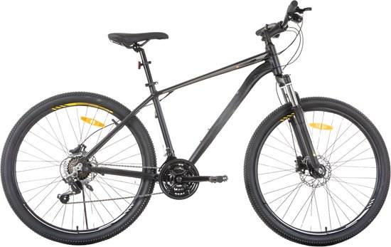 Mountainbike – Voor heren – 21 versnellingen, hydraulische schijfremmen, vergrendelbare verende vork, 27,5 inch (70 cm) wiel – Black1-21 van Merkloos