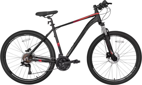 Mountainbike – Voor heren – 21 versnellingen, hydraulische schijfremmen, vergrendelbare verende vork, 27,5 inch (70 cm) wiel – Black2-21 van Merkloos
