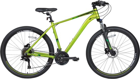 Mountainbike – Voor heren – 21 versnellingen, hydraulische schijfremmen, vergrendelbare verende vork, 27,5 inch (70 cm) wiel – Green-21 van Merkloos