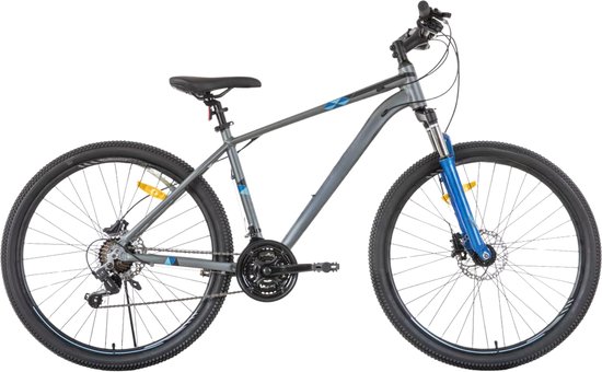 Mountainbike – Voor heren – 21 versnellingen, hydraulische schijfremmen, vergrendelbare verende vork, 27,5 inch (70 cm) wiel – Grey and Blue-21 van Merkloos
